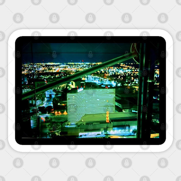 DALLAS AT NIGHT FROM THE GEODECK LOOKING WEST Sticker by ARTOGRAPHYbyPamela